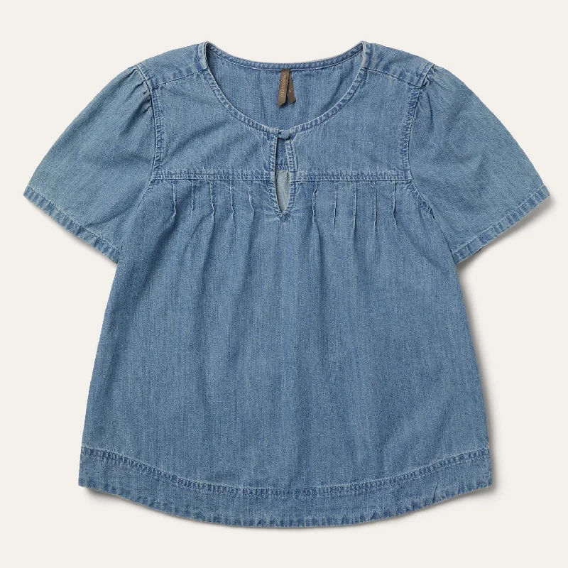 Cozy Outerwear Short-Sleeved Denim Blouse