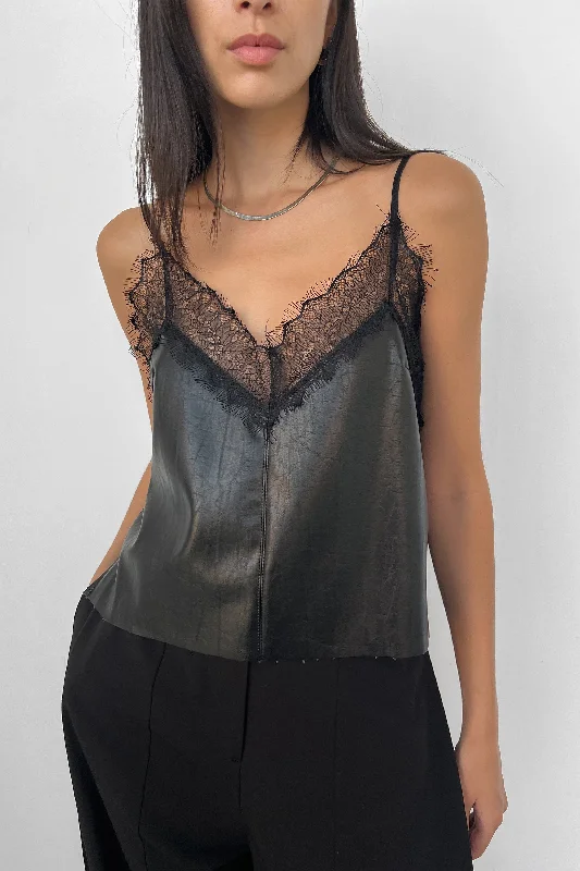 All-Day Comfort VEGAN LEATHER TANK WITH LACE