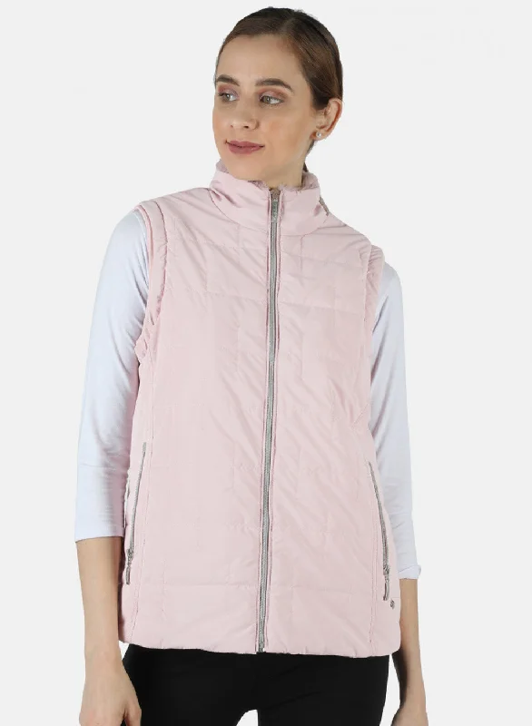 Comfortable Jackets Women Pink Solid Jacket