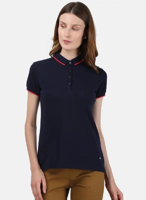 Comfortable Jackets Womens NAvy Blue Plain T-Shirt