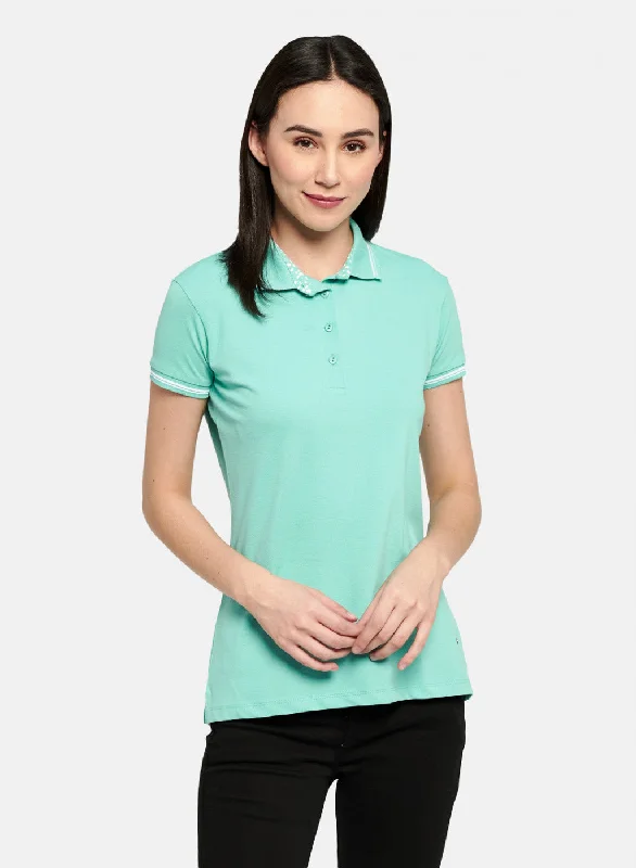 Breathable Style Womens Blue Plain T-Shirt