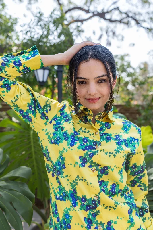 Warm Wear Morning Glories Yellow Floral Shirt