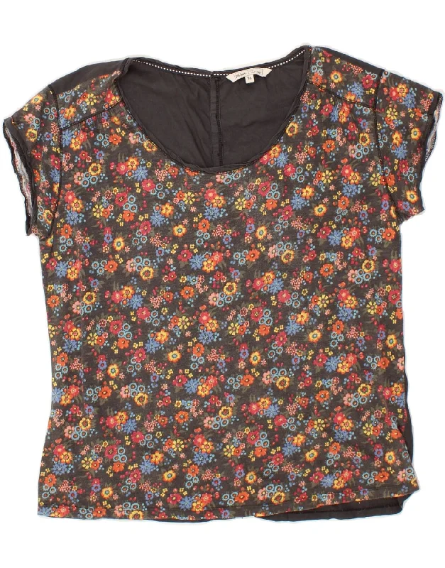 Smart Casuals FAT FACE Womens Shirt Blouse UK 16 Large Black Floral Cotton