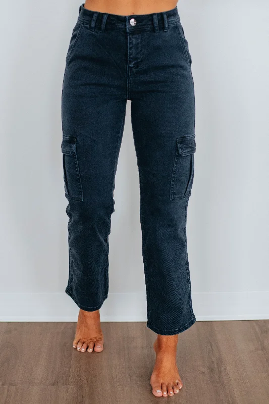 Easy Fashion Hadley Risen Cargo Jeans - Blueberry