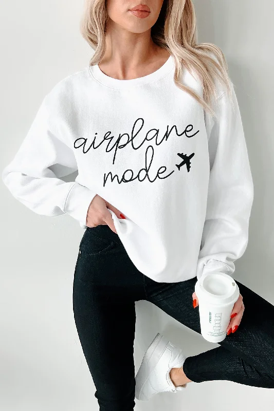 Light Fit "Airplane Mode" Graphic Sweatshirt (White)