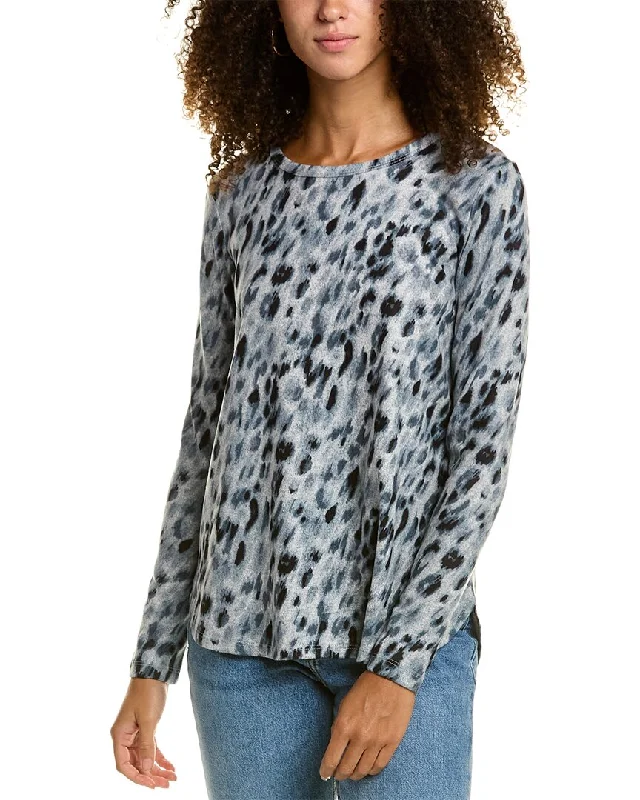 Luxe Comfort Joan Vass High-Low Hem Animal Print Sweater