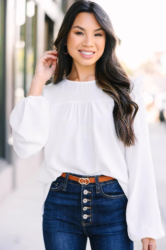 Timeless Style Feeling Important White Ruffled Blouse