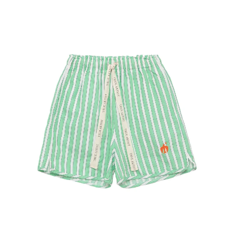 Cozy Outerwear Shorts nº07 in Nile Green Stripe by True Artist