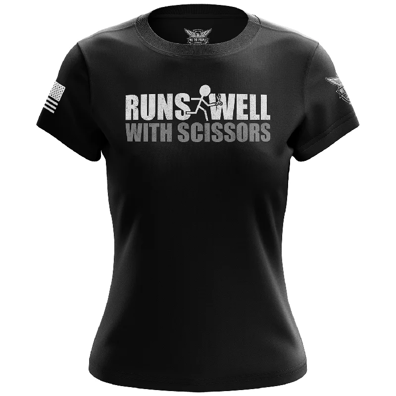 Elegant Wear Runs Well With Scissors Women's Short Sleeve Shirt