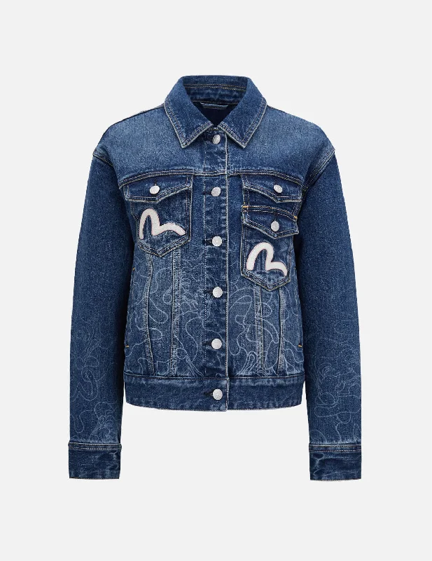 Easygoing Fashion Gradated Laser-print Denim Jacket