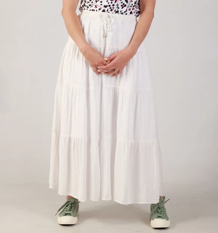 Cozy Vibes 3TIERED-SKIRT-DOBBY-WHT