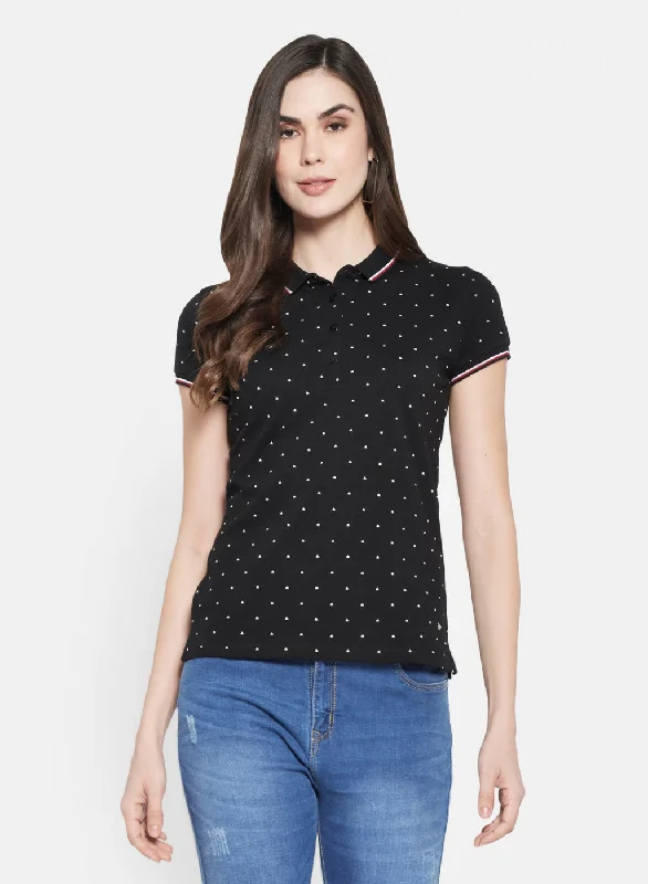 Cozy Chic Womens Black Printed T-Shirt