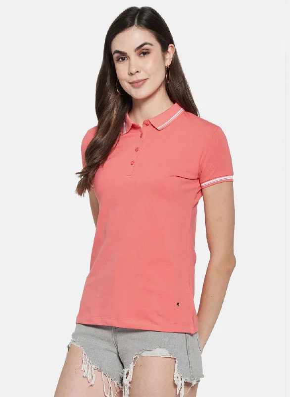 Cozy Fashion Womens Peach Plain T-Shirt