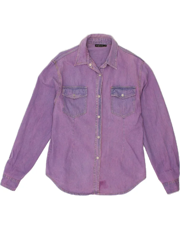 Lounge Chic VINTAGE Womens Denim Shirt UK 14 Medium Purple Cotton