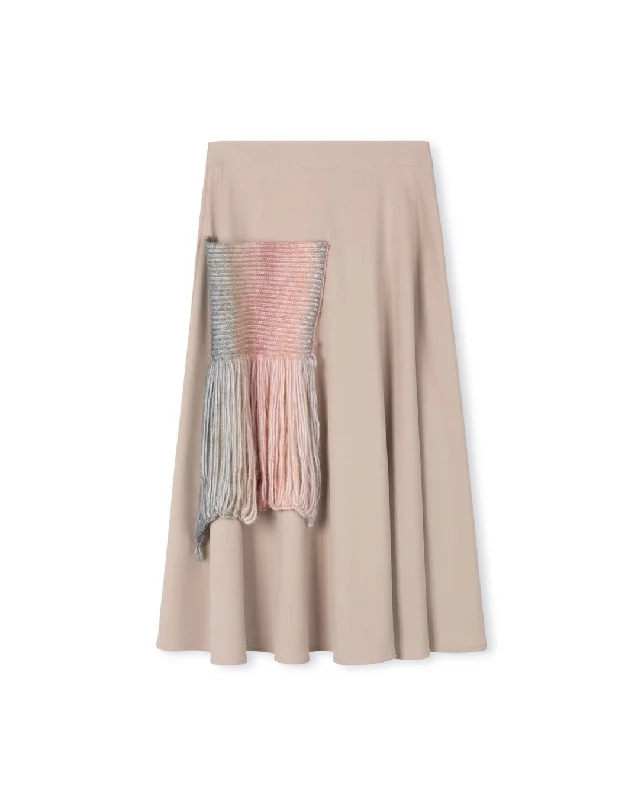 Cozy Outerwear Misty - Stripe Knit Pocket Flare Skirt