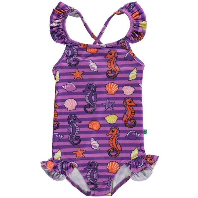 Cozy Look Småfolk Spring Pink UV50 Swimsuit With Seahorses