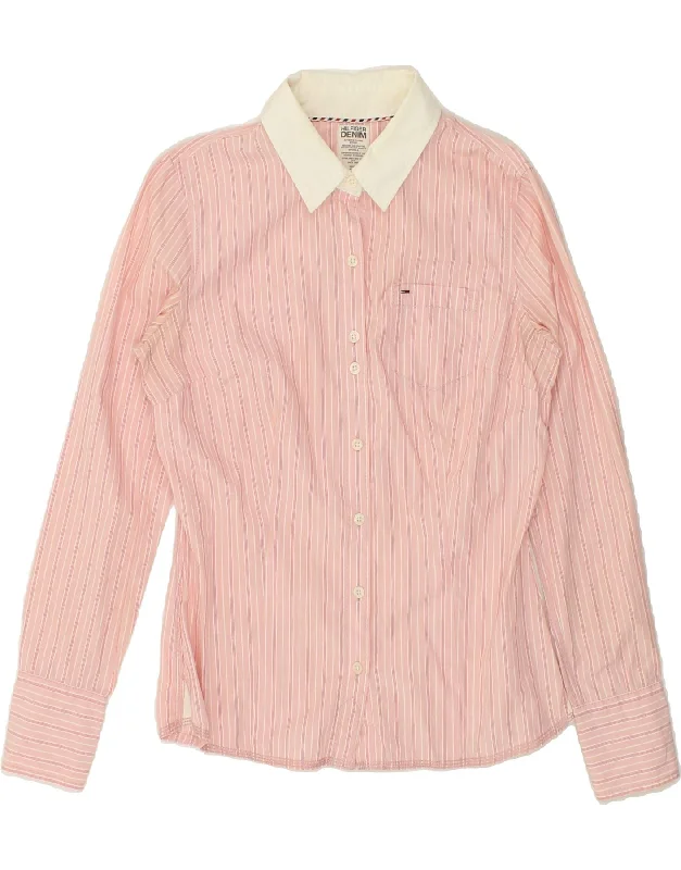 Easygoing Fashion TOMMY HILFIGER Womens Shirt UK 12 Medium Pink Striped