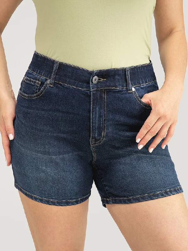 Soft Clothing Very Stretchy High Rise Slant Pocket Denim Shorts