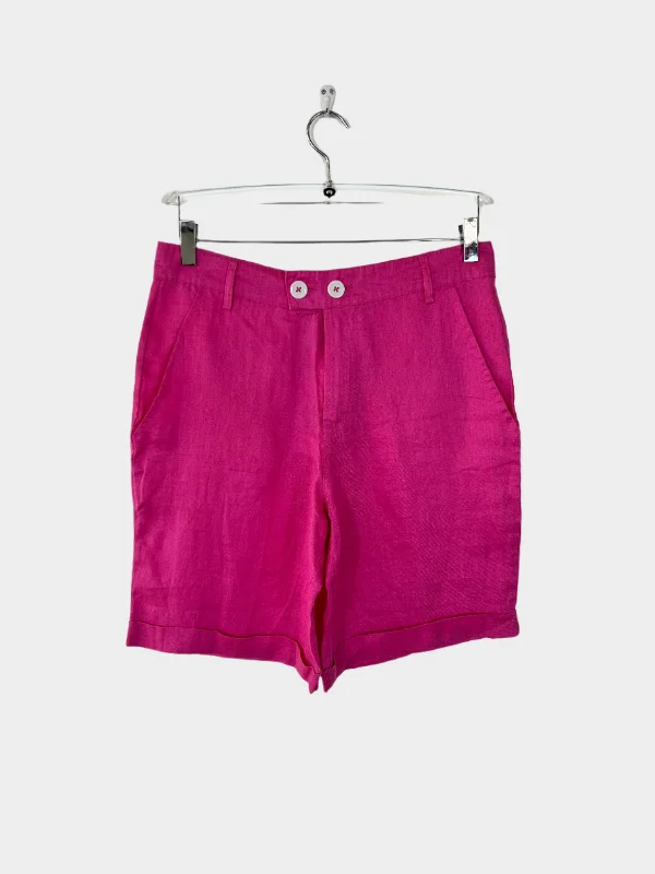 Layered Style Pink Linen Shorts