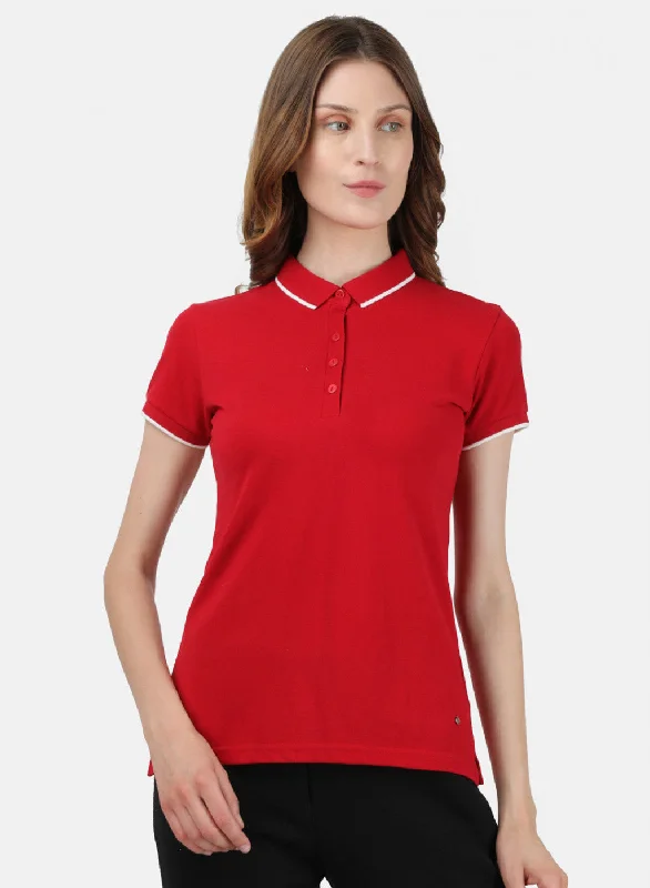 Cozy Dress Womens Red Plain T-Shirt