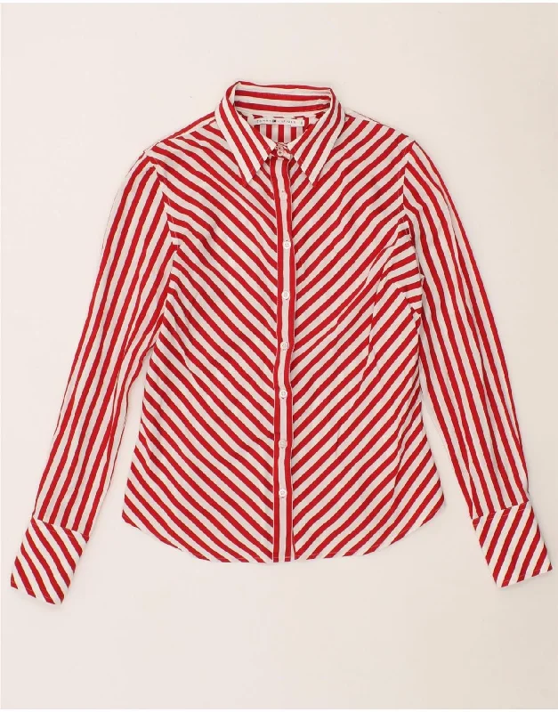 Effortless Outfits TOMMY HILFIGER Womens Shirt US 6 Medium Red Striped Cotton