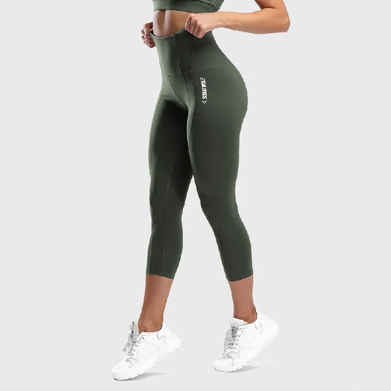 Warm Wear Warrior High-Waisted Cropped Leggings - Olive