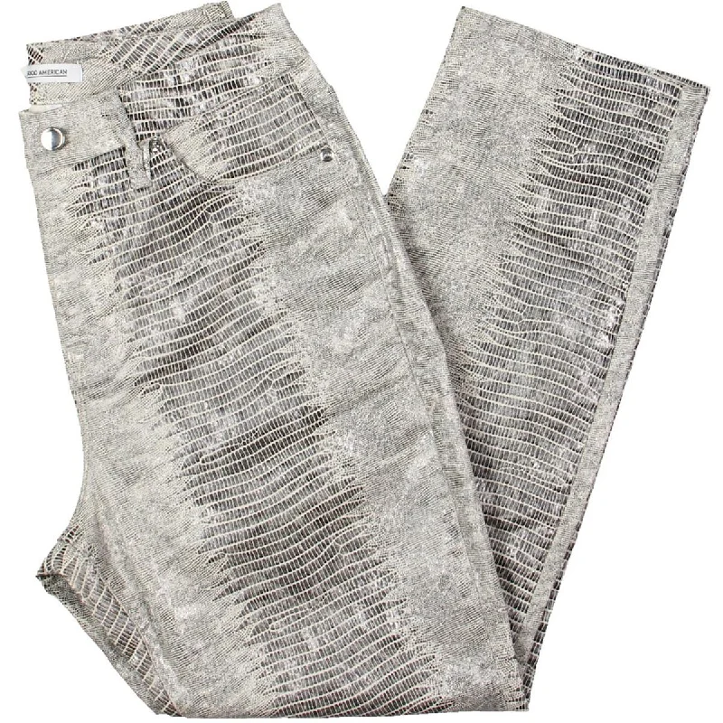 Soft Feel Good American Womens Snake Print Cotton Straight Leg Jeans