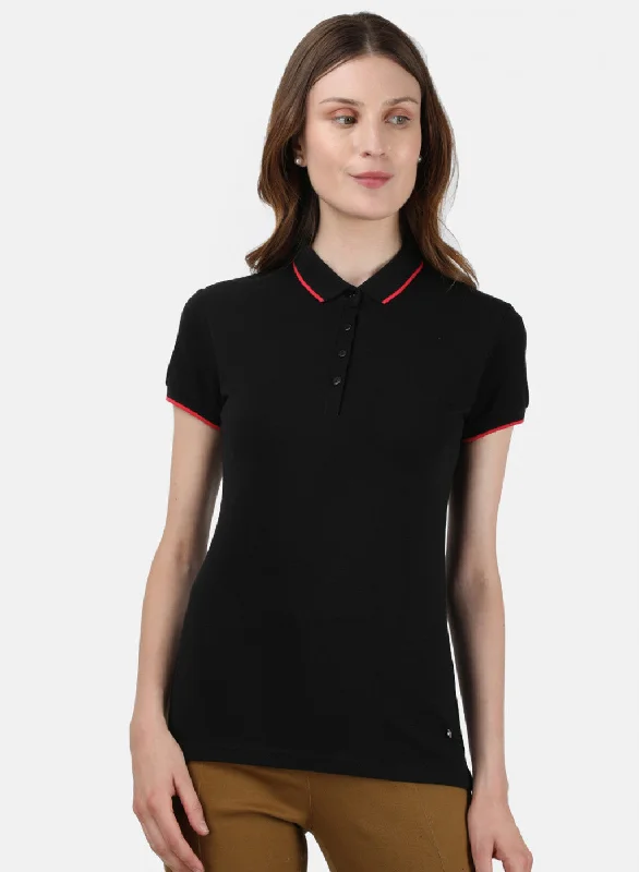 Soft Touch Womens Black Plain T-Shirt