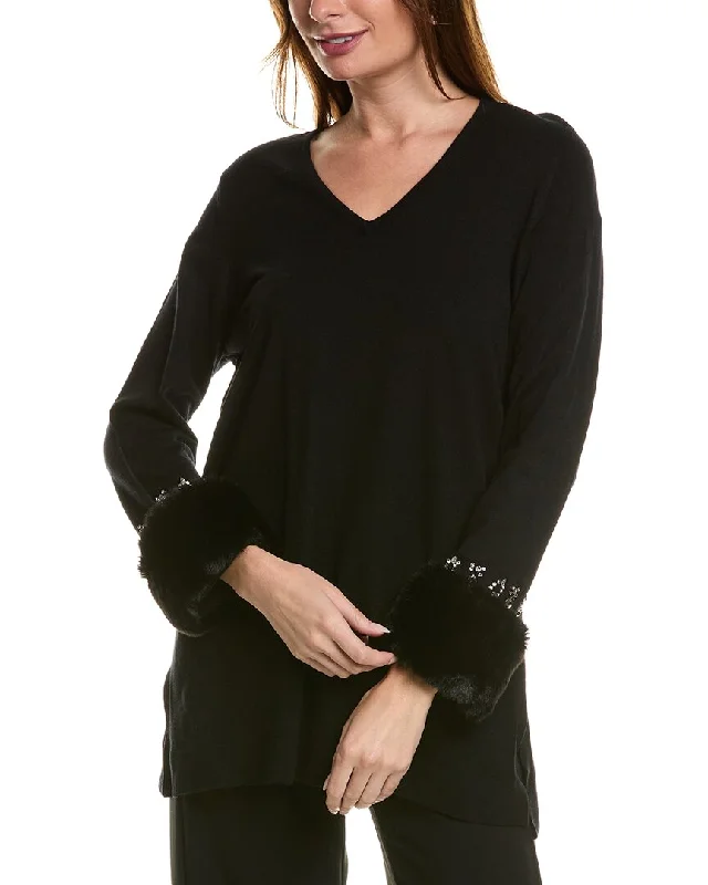 Relaxed Fit Wear Anne Klein V-Neck Sweater