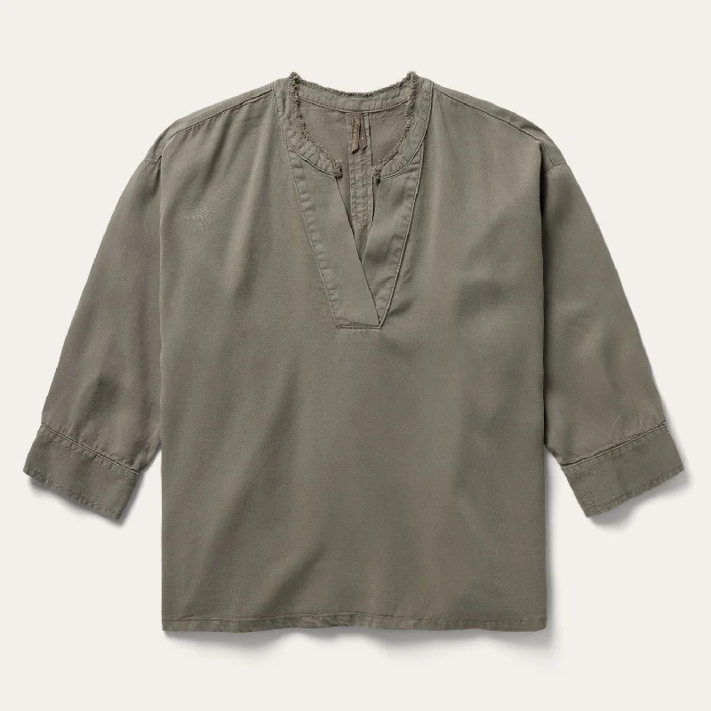 Comfortable Jackets Olive Twill Peasant Blouse