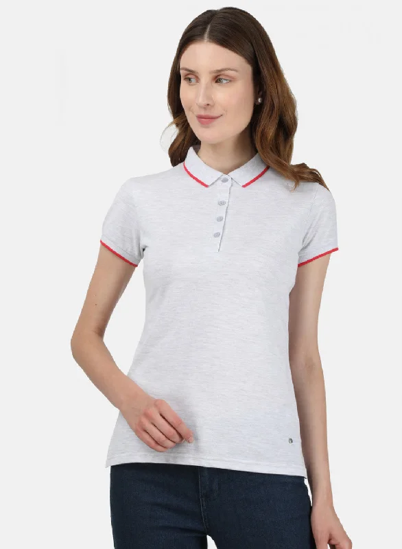 Luxe Comfort Womens Grey Plain T-Shirt