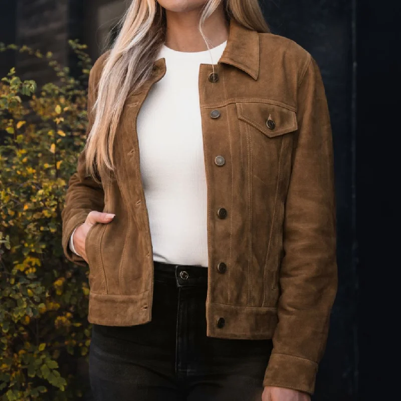 Chic Lounge Suede Trucker Jacket | Dusty