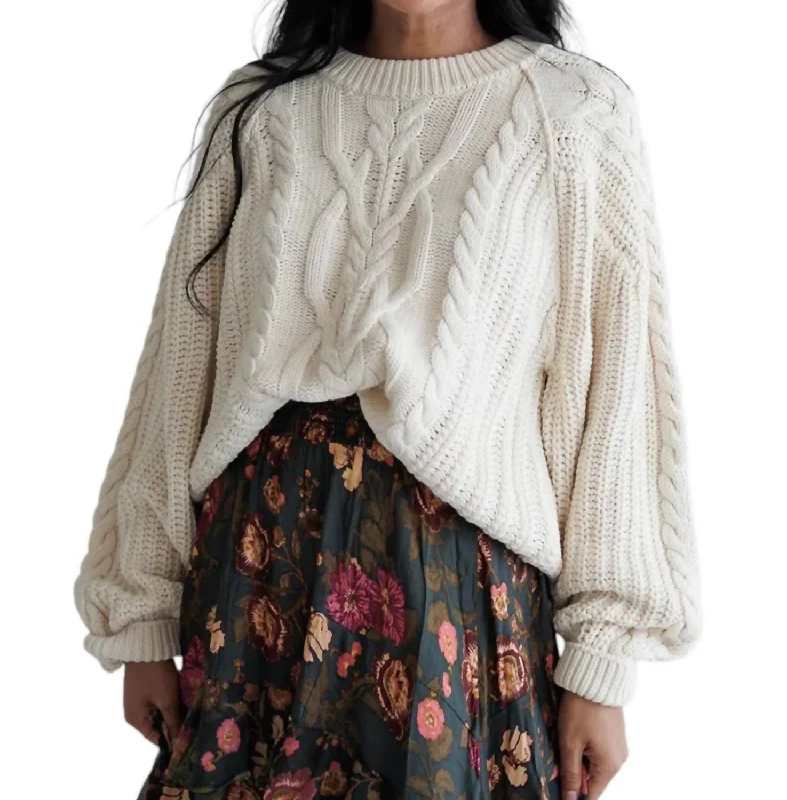 Fresh Comfort Frankie Cable Sweater In Ivory