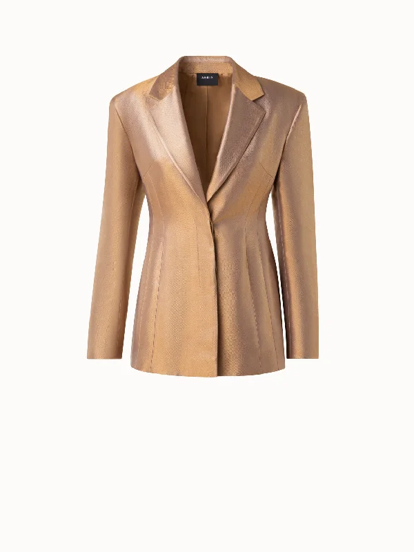 Easygoing Fashion Fitted Single Breasted Jacket in Golden Lurex