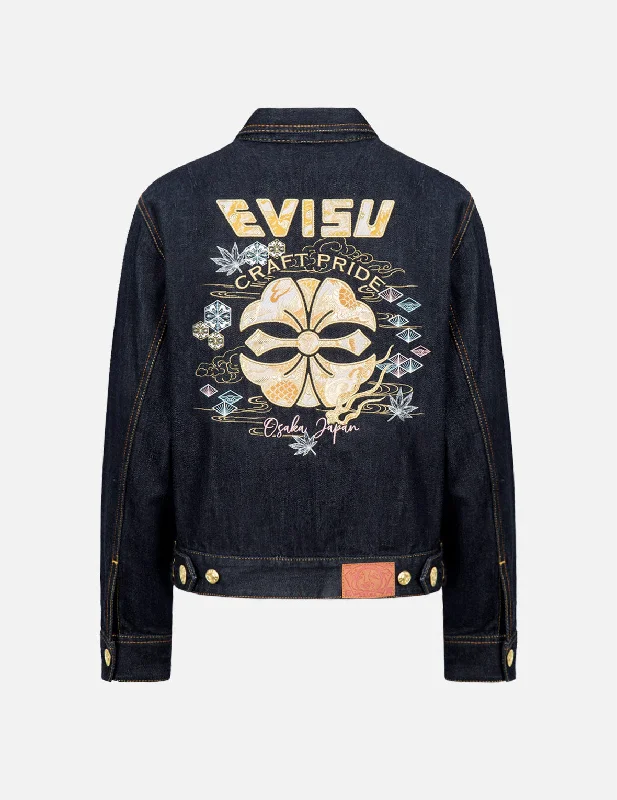 Easy-to-Wear Dragon Brocade Appliqué Denim Jacket