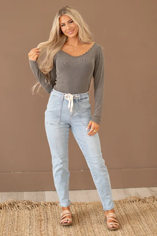 Cozy Sweaters Curvy Saturday Morning High Rise Jogger Boyfriend Jeans