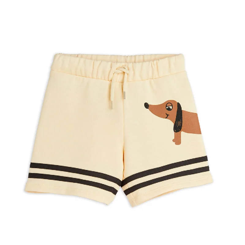 Layered Comfort Dog Stripe Sweatshorts in Beige by Mini Rodini