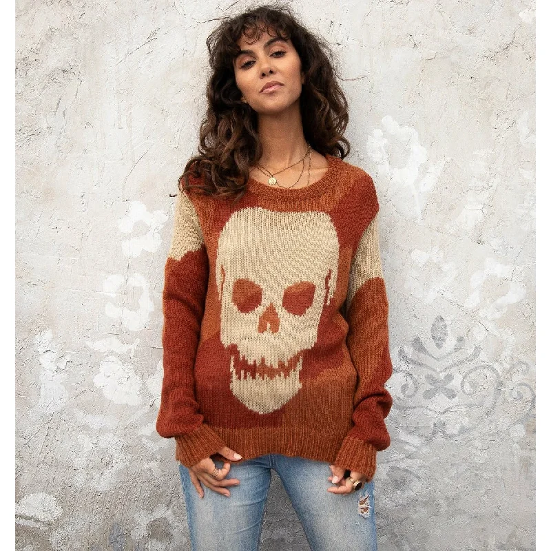 Easy Chic Reverse Camo Skull Sweater