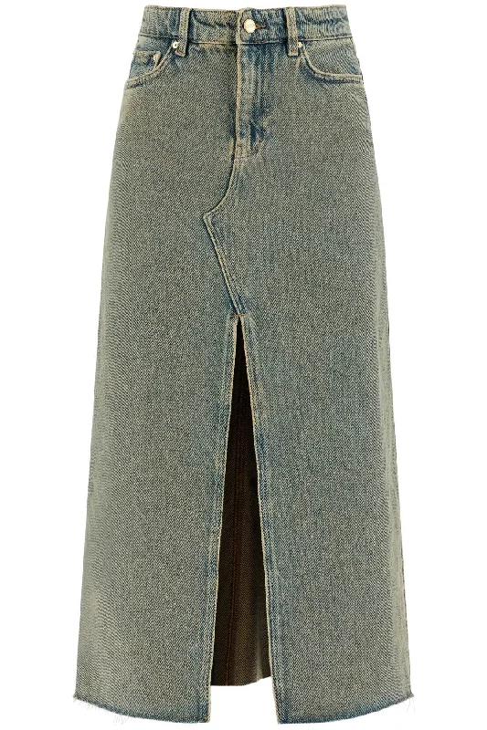 Lounge Wear Ganni Women's Long Overdyed blue Maxi Skirt