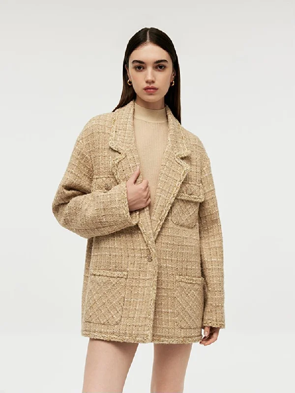 Elegant Fit Wool Blend Tweed Women Jacket