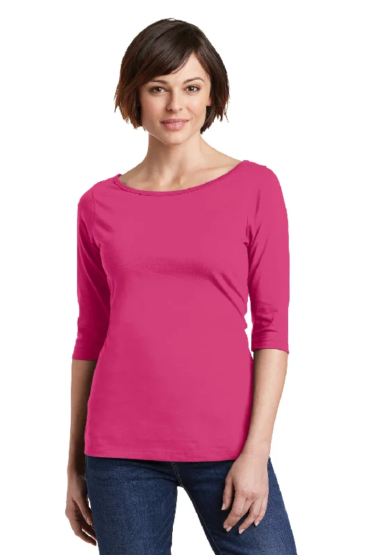 Comfy Pants District Womens Perfect Weight 3/4 Sleeve T-Shirt - Dark Fuchsia Pink - Closeout