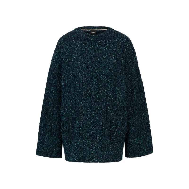 Relaxed Tops Wool-blend sweater with cable-knit structure