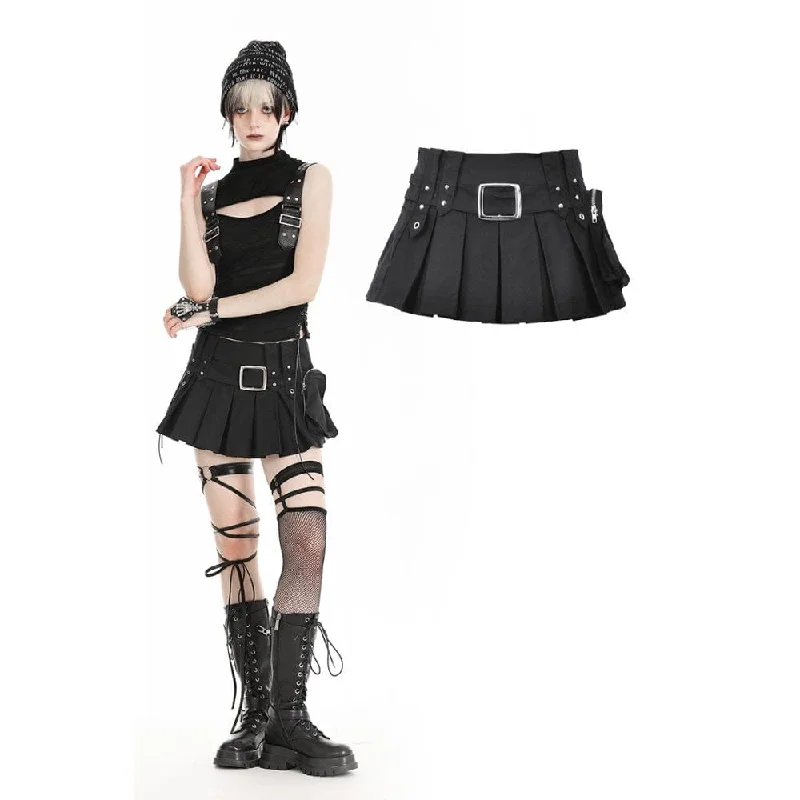 Layered Comfort Women's Punk Big-pocket Pleated Skirt