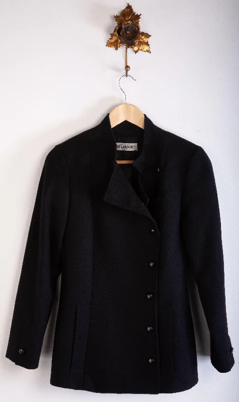 All-Day Comfort Guy Laroche Diffusion Jacket Black 100% Wool Size Eur36 UK8