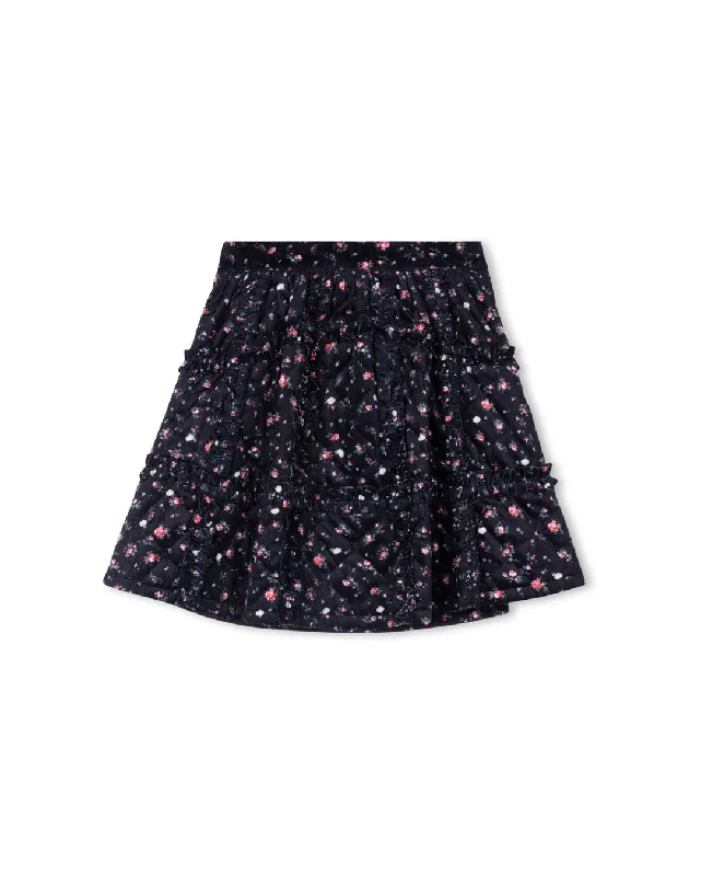 Everyday Style Rope - Quilted Floral Ruffle Detail Skirt