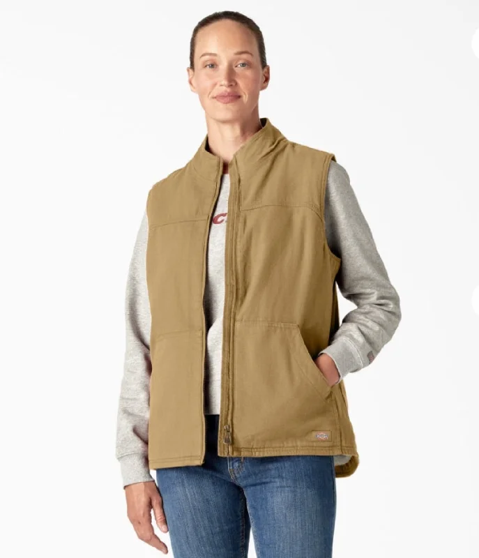 Minimal Comfort Dickies Women's Sherpa-Lined Duck Full-Zip Vest