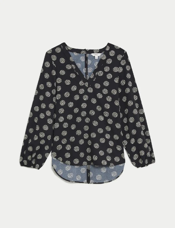 Fashion Comfort Printed V-Neck Blouse