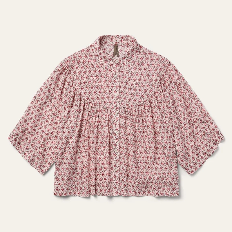 Soft Touch Short-Sleeved Cottage Floral Blouse