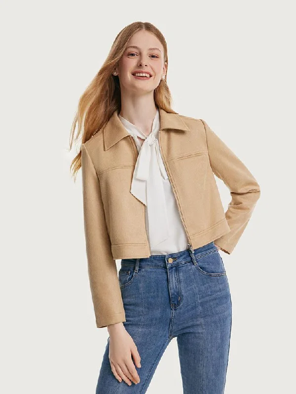 Warm Layers Short Faux Suede Women Jacket