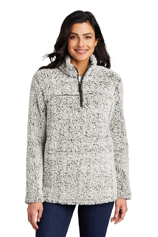 Breezy Comfort Port Authority Womens Cozy Sherpa Fleece 1/4 Zip Jacket - Heather Grey